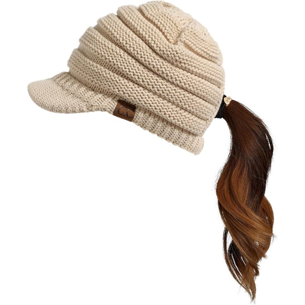 Hatsandscarf Exclusives Women's Ribbed Knit Hat with Brim